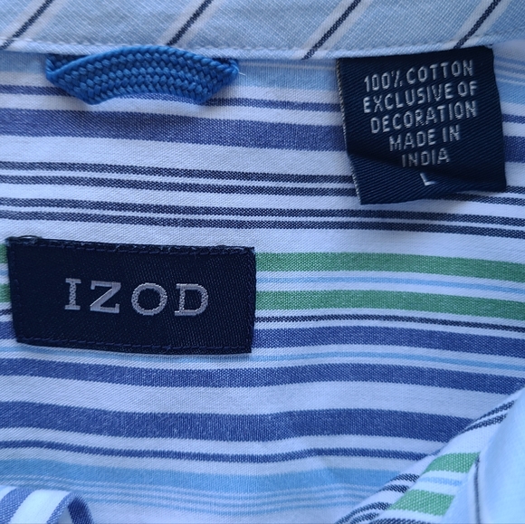 (611) Izod Men's Classic Short Sleeve Button Down Shirt, Size: L Color: Striped - Picture 6 of 11